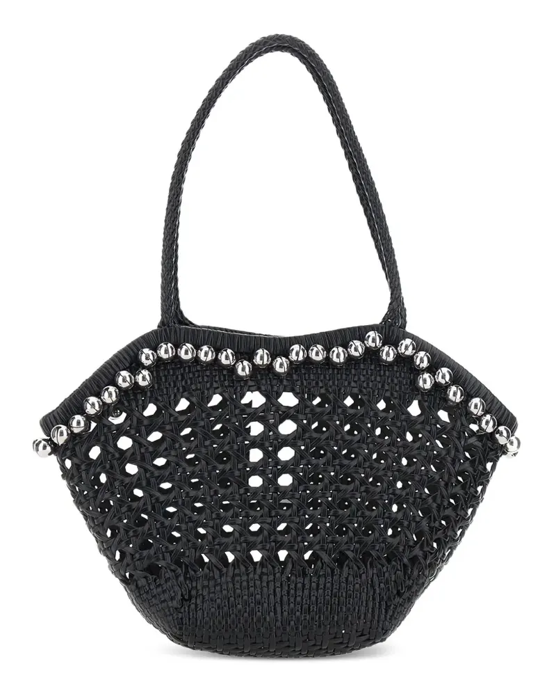 OSOI Lip woven bead-embellished shoulder bag - Schwarz Schwarz