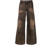 Weite Jeans mit Acid-Wash-Effekt - Orange