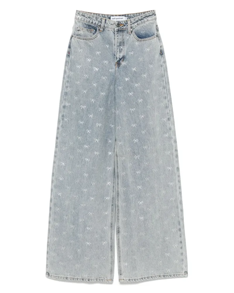 Self-Portrait Jeans mit Schleifenverzierung - Blau Blau