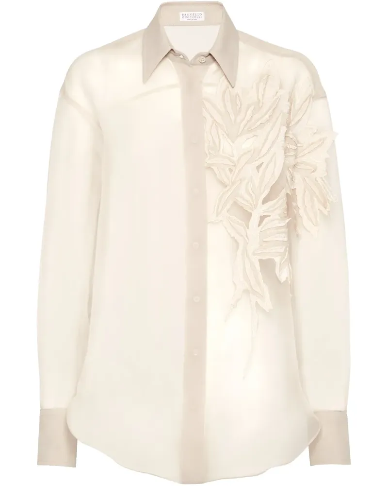 Brunello Cucinelli Hemd mit Flora-Applikation - Nude Nude