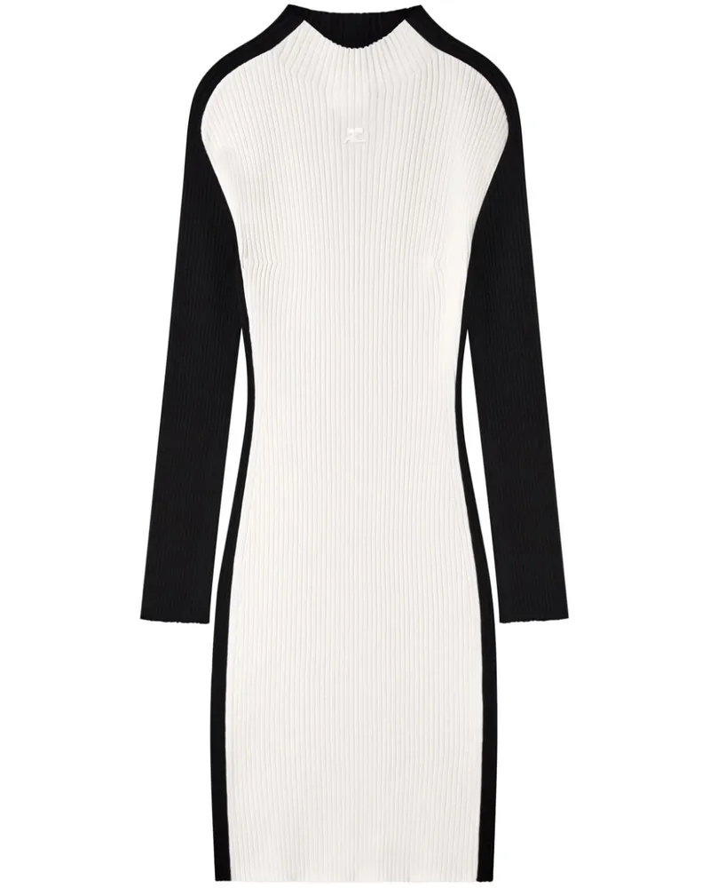 Courrèges Geripptes Minikleid - Schwarz Schwarz
