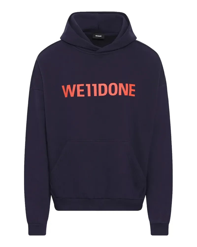WE 11 DONE logo-print hoodie - Blau Blau