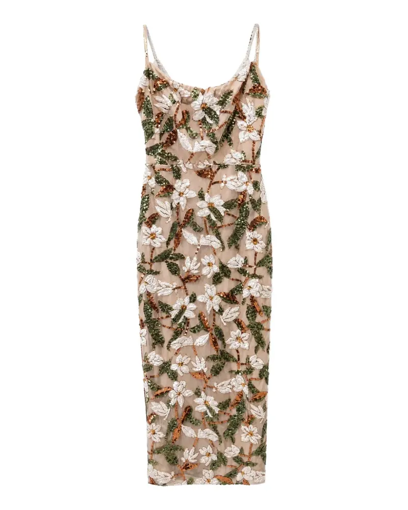 BRONX AND BANCO Midikleid mit Blumen-Stickerei - Nude Nude