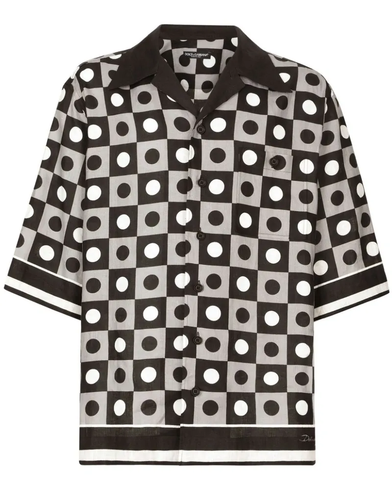 Dolce & Gabbana Leinenhemd mit geometrischem Print - Schwarz Schwarz