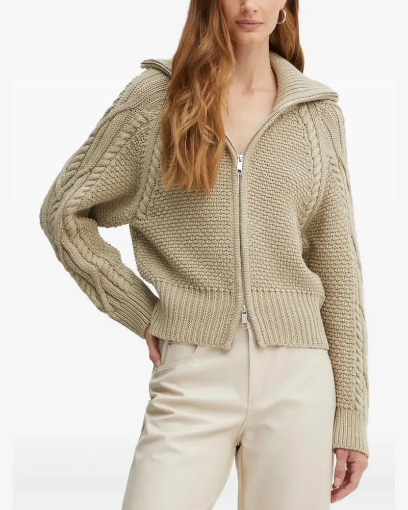 HUGO BOSS cable-knit zip-up cardigan - Nude Nude