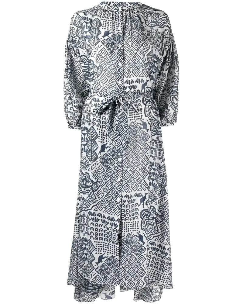 Chufy Kleid mit grafischem Print - Weiß Weiß