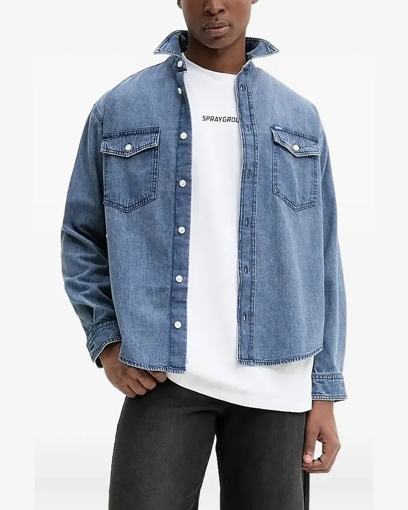 HUGO BOSS Jeanshemd mit doppelter Tasche - Blau Blau