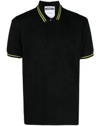 Moschino Gestreiftes Poloshirt mit Jacquard-Logo Schwarz