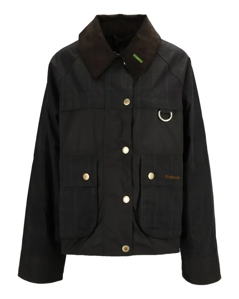 Barbour Tartan Spey Jacke aus Wachs - Schwarz Schwarz
