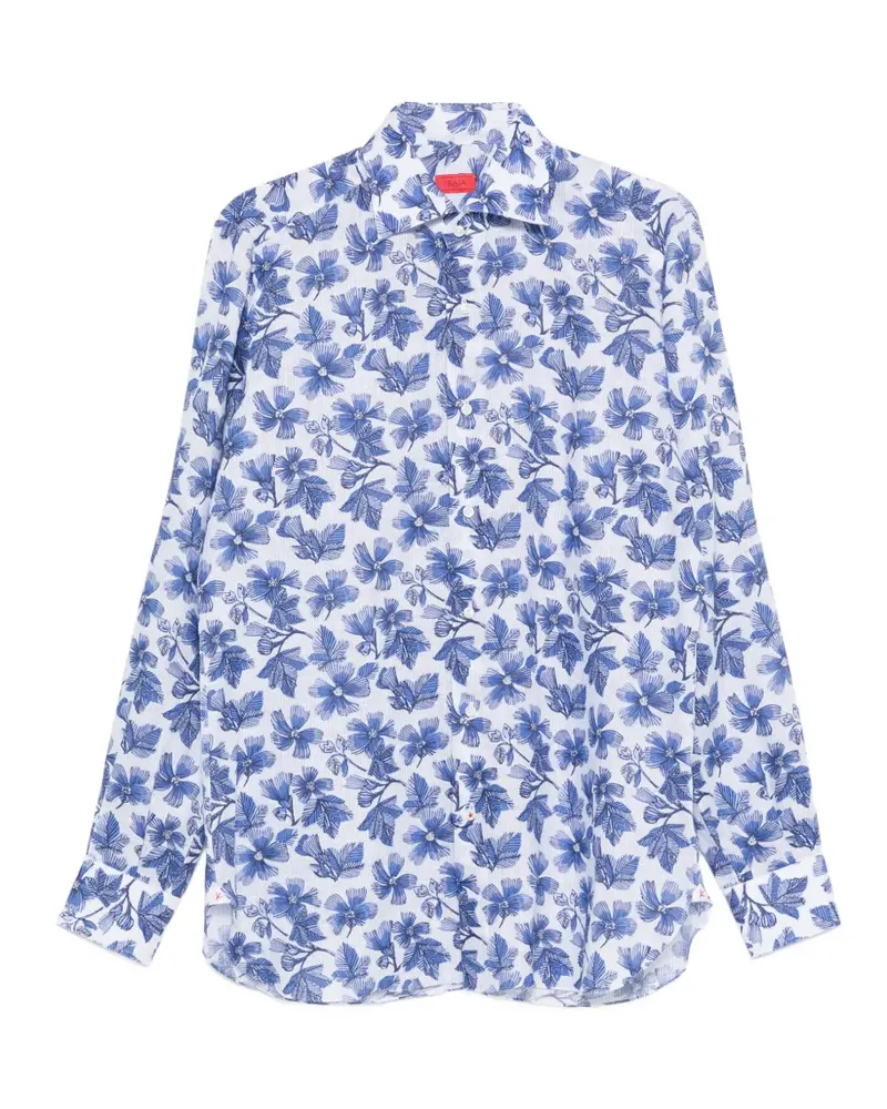 Isaia floral-pattern long-sleeve shirt - Weiß Weiß
