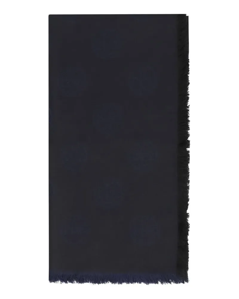 Tory Burch logo-pattern frayed-edge scarf - Schwarz Schwarz