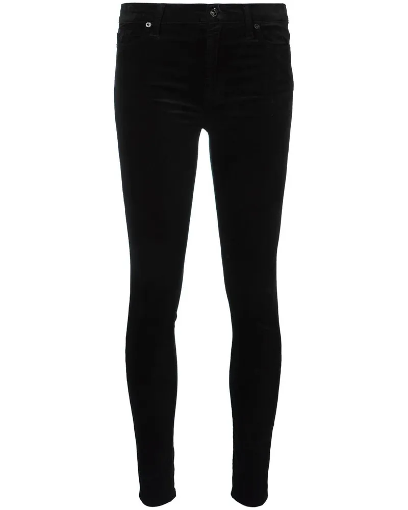 7 for all mankind Skinny-Hose in Samtoptik - Schwarz Schwarz