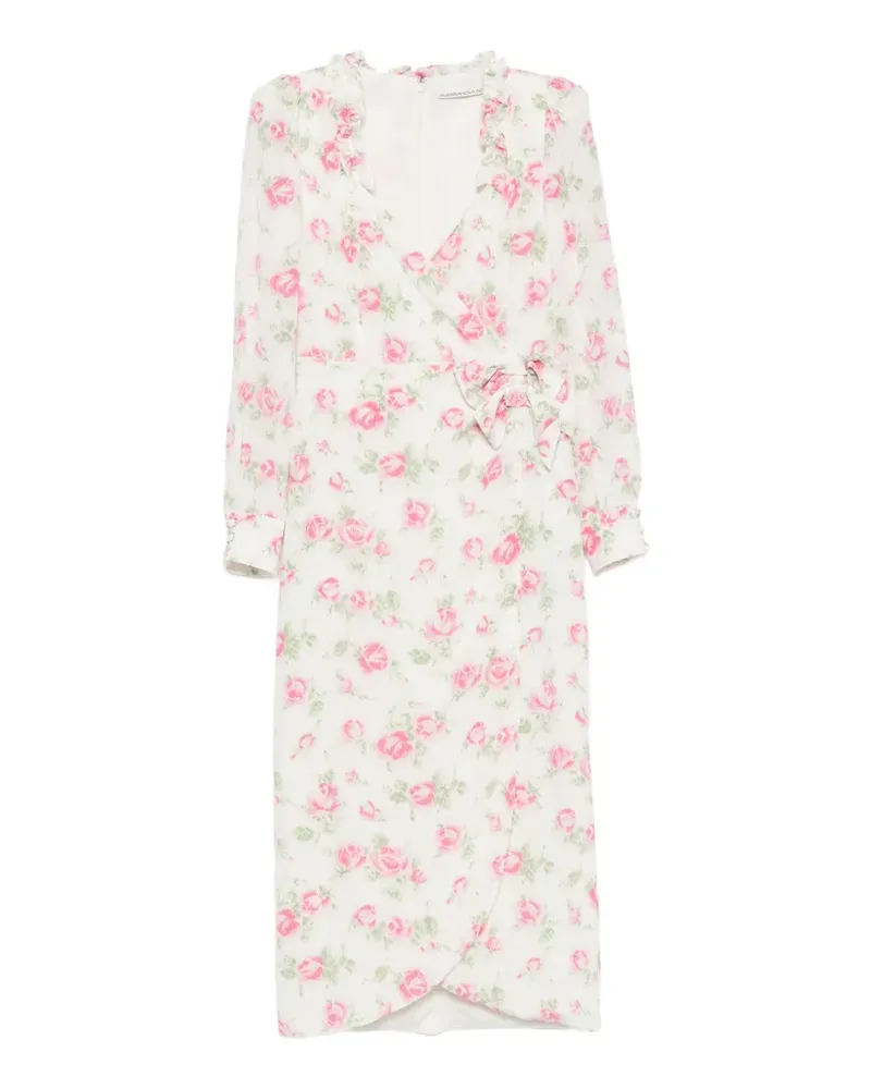 Alessandra Rich Midikleid mit Blumenprint - Weiß Weiß