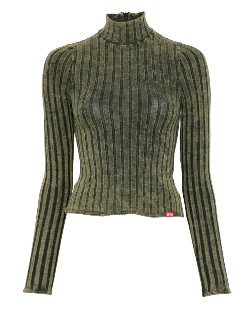 Diesel Geripptes T-Clawa Langarmshirt - Grün Grün