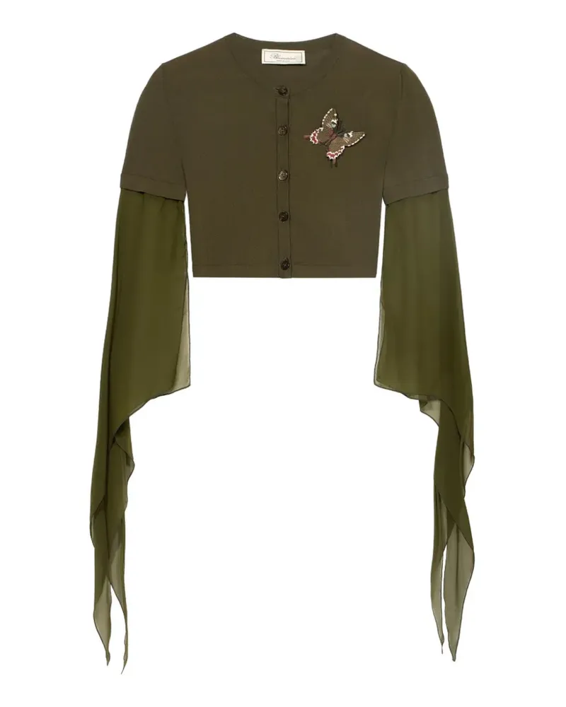 Blumarine Cropped-Oberteil mit Schmetterling-Applikation - Grün Grün
