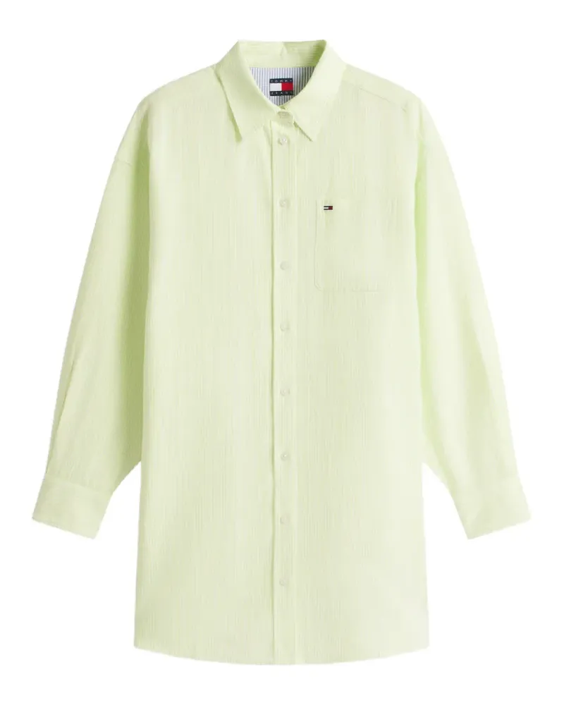 Tommy Hilfiger oversized vertical-stripe linen mini shirt dress - Grün Grün