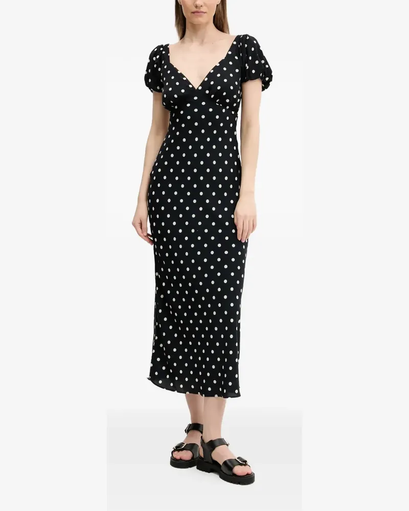 Abercrombie & Fitch polka-dot tie midi dress - Schwarz Schwarz