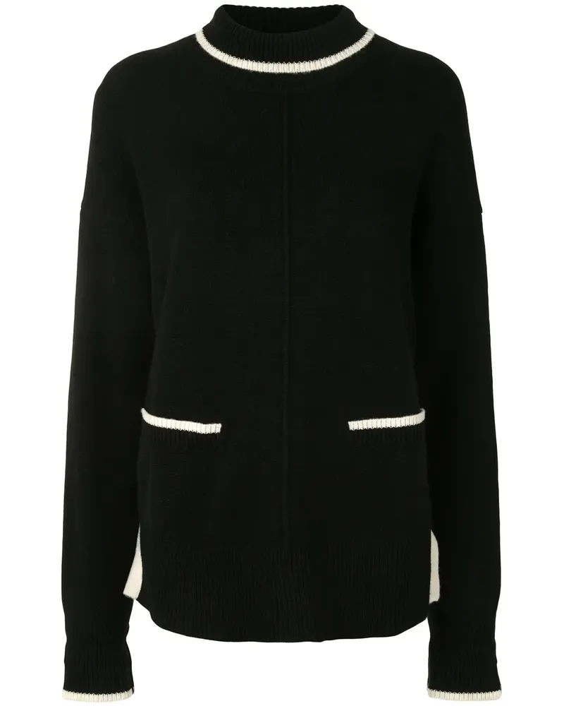 Paule Ka Pullover mit Kontrastborten - Schwarz Schwarz