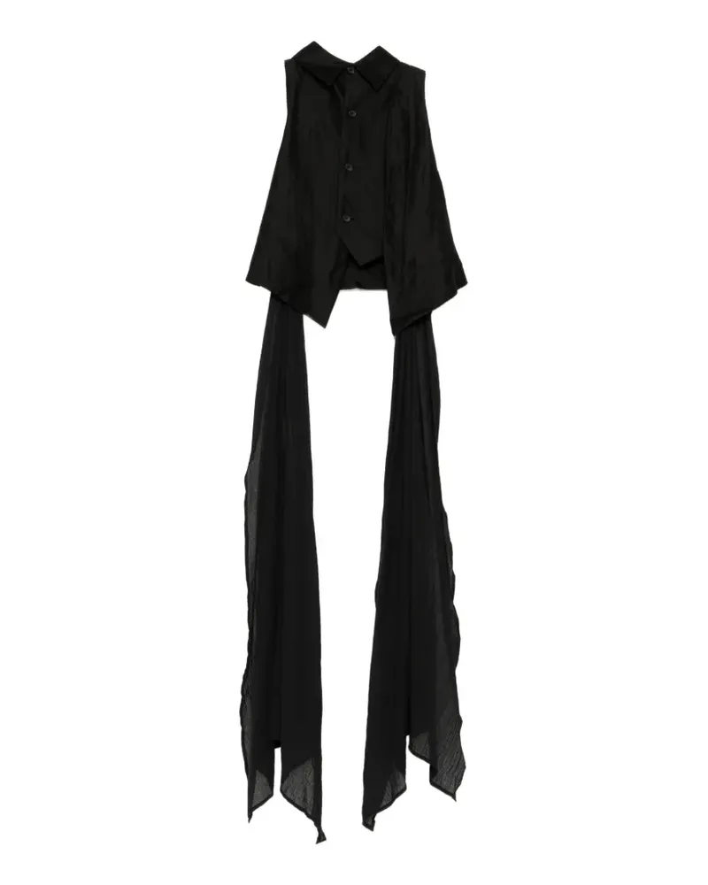 Yohji Yamamoto Weste im Layering-Look mit asymmetrischem Saum - Schwarz Schwarz