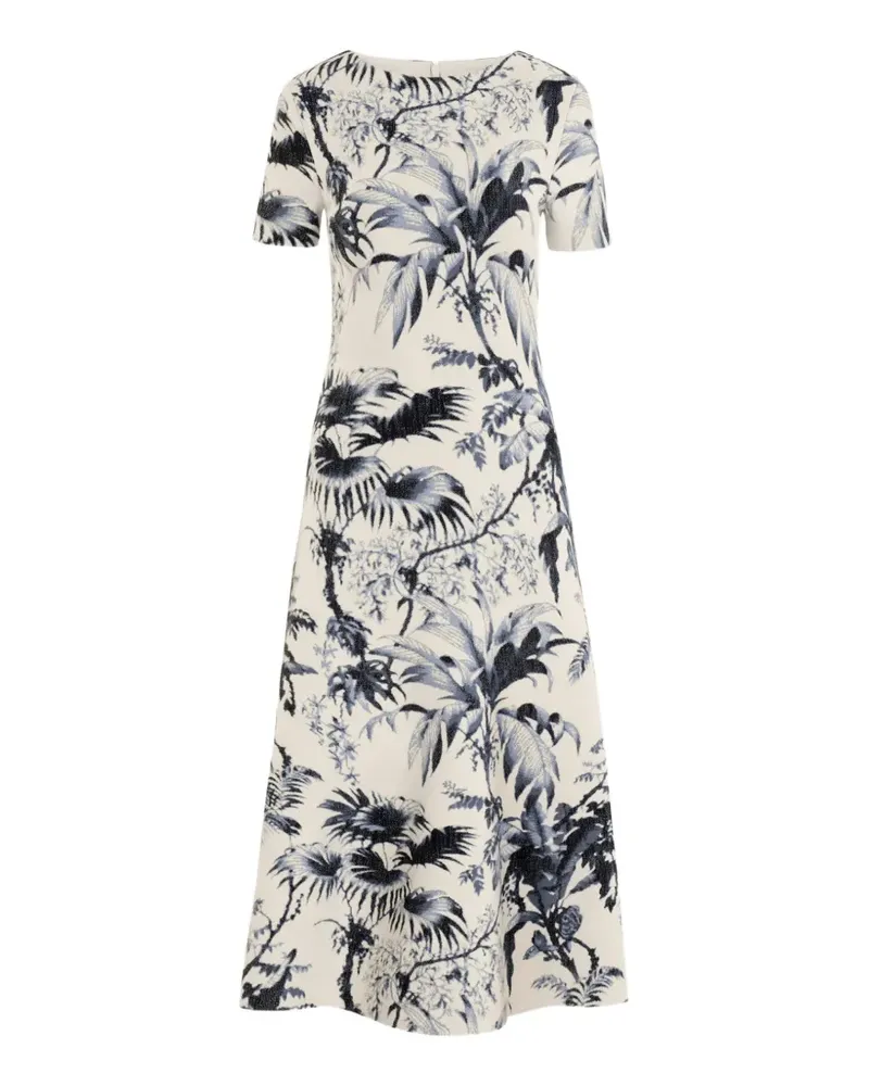 Oscar de la Renta chiné palm leaves knit dress - Nude Nude