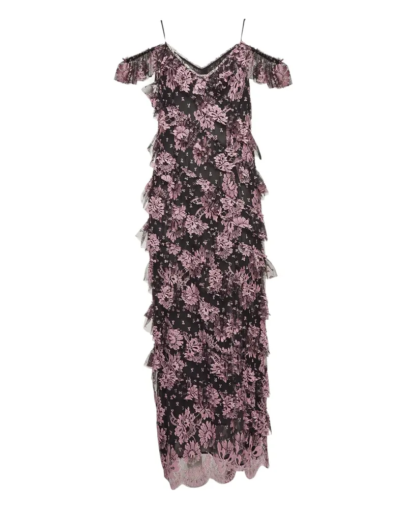 Alessandra Rich Pre-owned Maxikleid aus Blumenspitze - Schwarz Schwarz