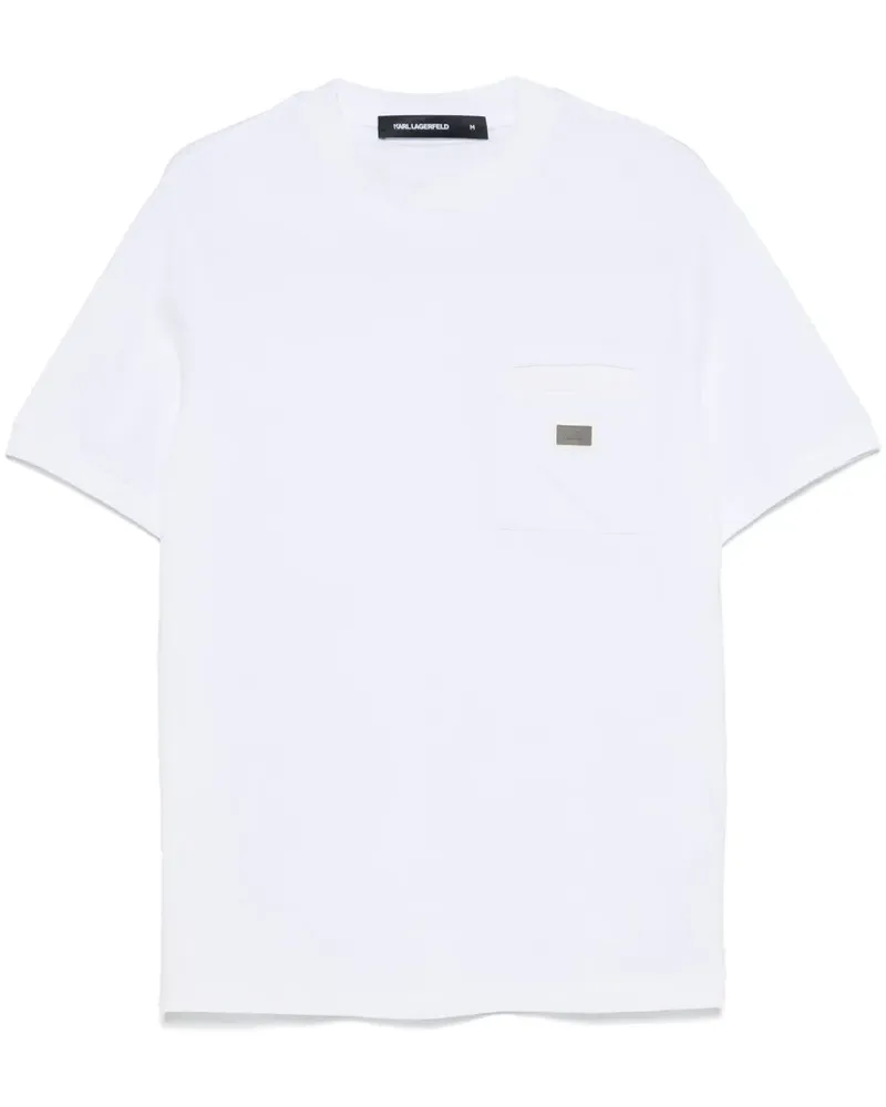 Karl Lagerfeld T-Shirt mit Logo-Schild - Weiß Weiß