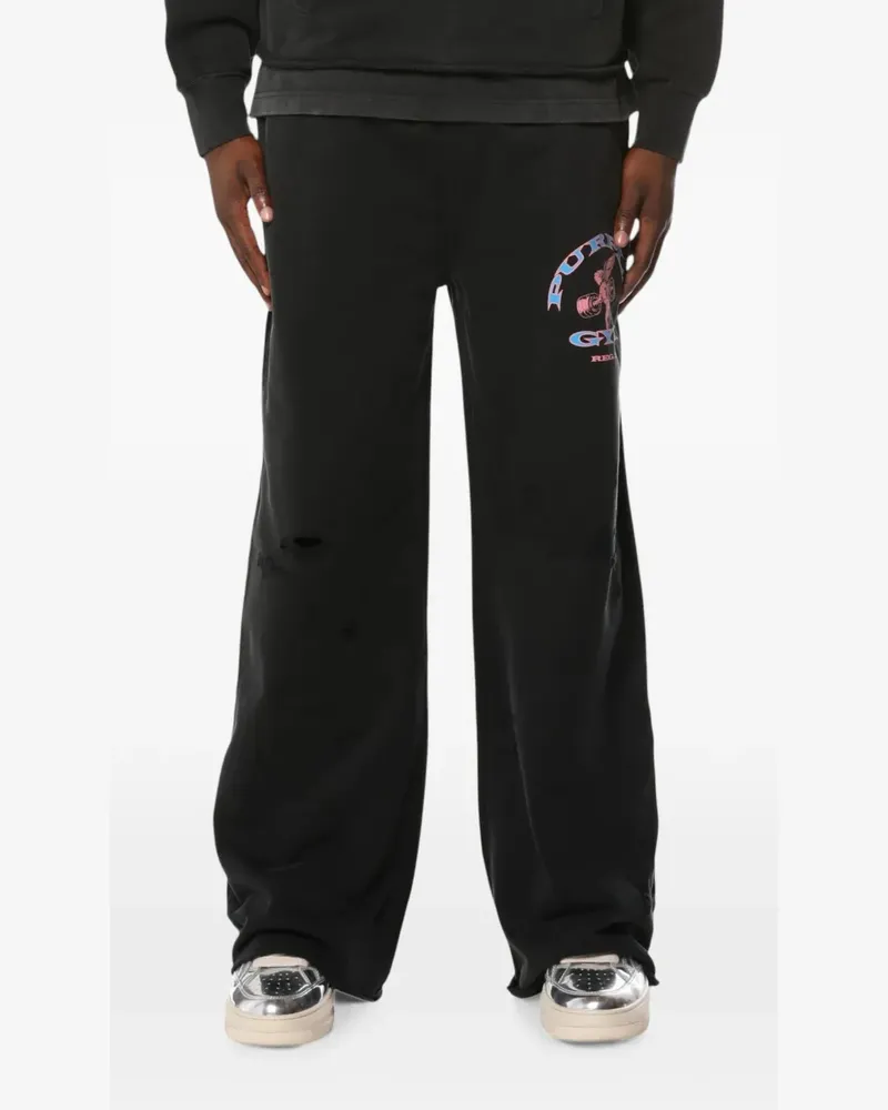 PURPLE BRAND distressed graphic-print track pants - Schwarz Schwarz