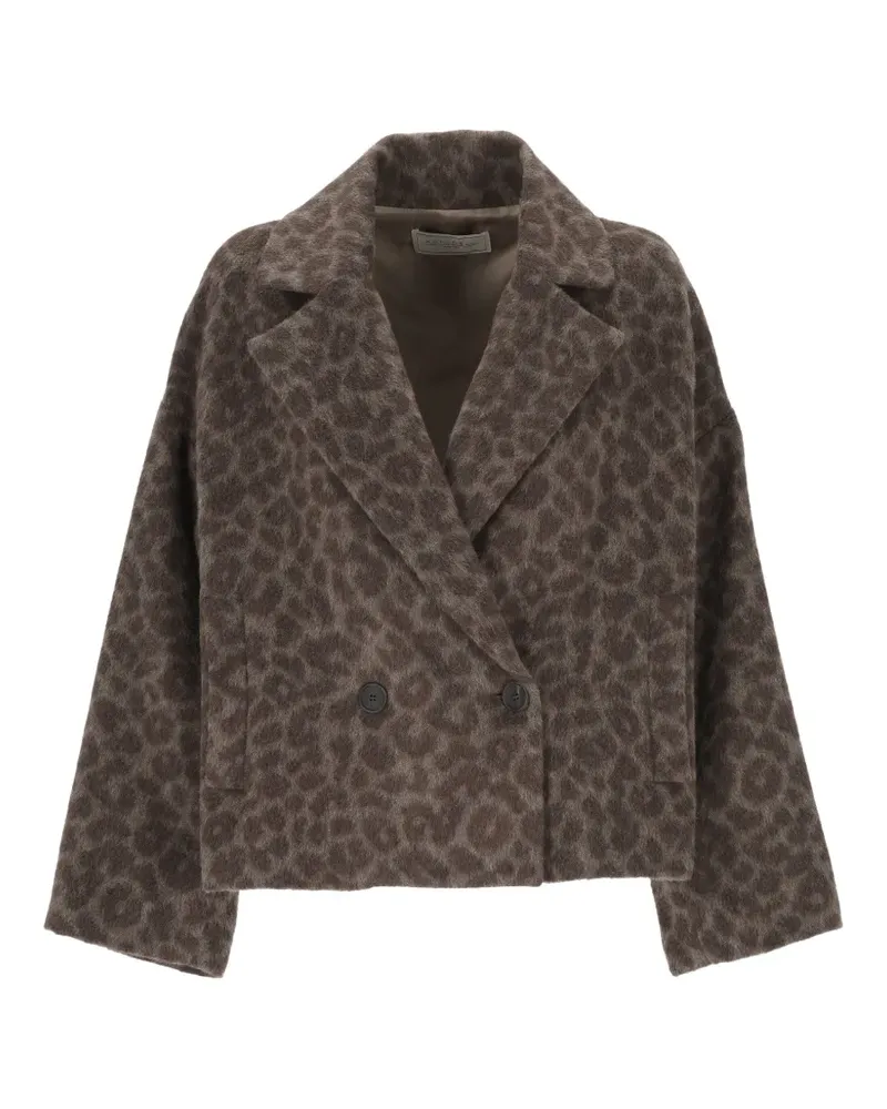 Antonelli Firenze Doppelreihiger Blazer mit Leopardenprint - Braun Braun