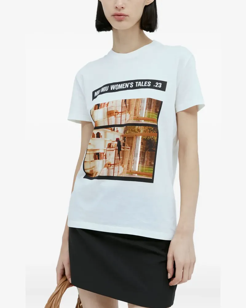Miu Miu T-Shirt mit Foto-Print - Weiß Weiß