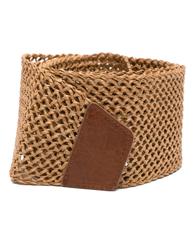 Antonelli Firenze woven leather-appliqued belt - Nude Nude