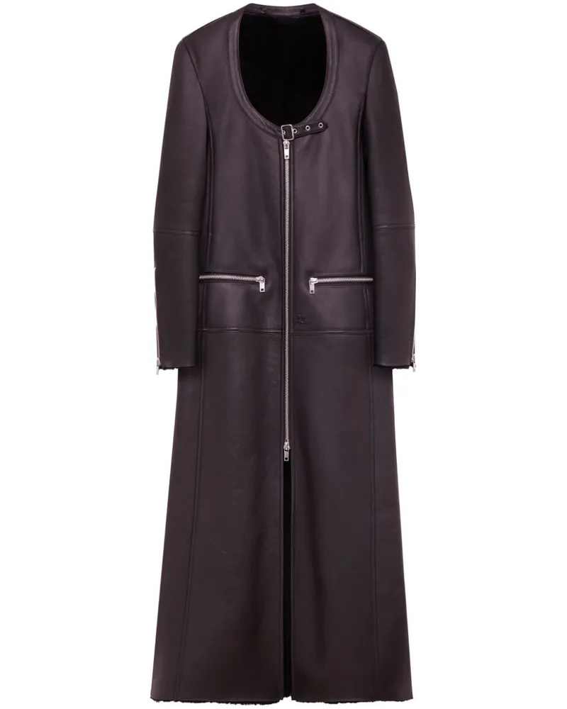 Courrèges Mantel aus Leder - Schwarz Schwarz