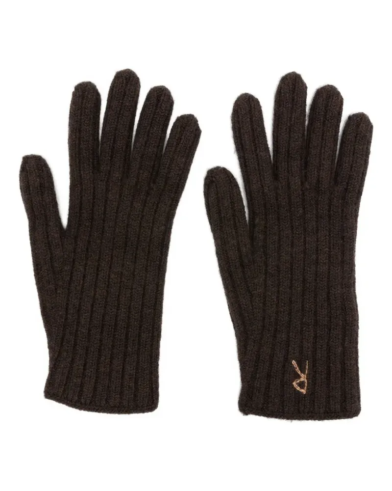 RUSLAN BAGINSKIY Gerippte Handschuhe mit Stickerei - Braun Braun
