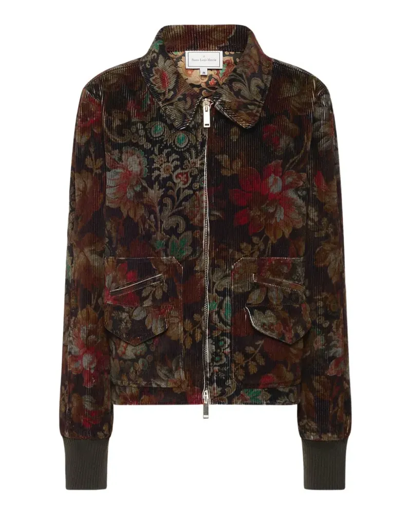 Pierre-Louis Mascia Gridox floral-print bomber jacket - Braun Braun