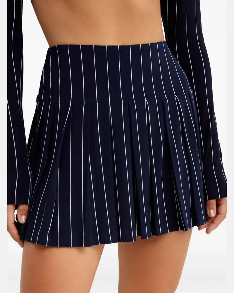 Norma Kamali pinstripe-patterned flared mini skirt - Blau Blau
