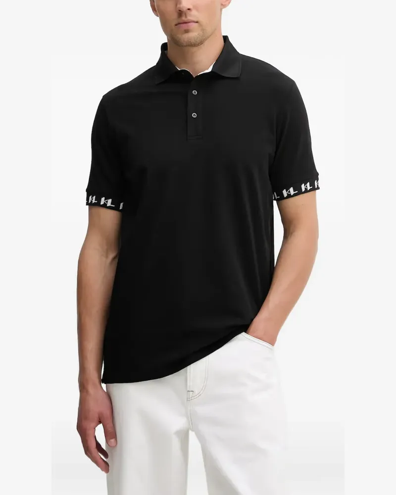 Karl Lagerfeld logo-tape polo shirt - Schwarz Schwarz