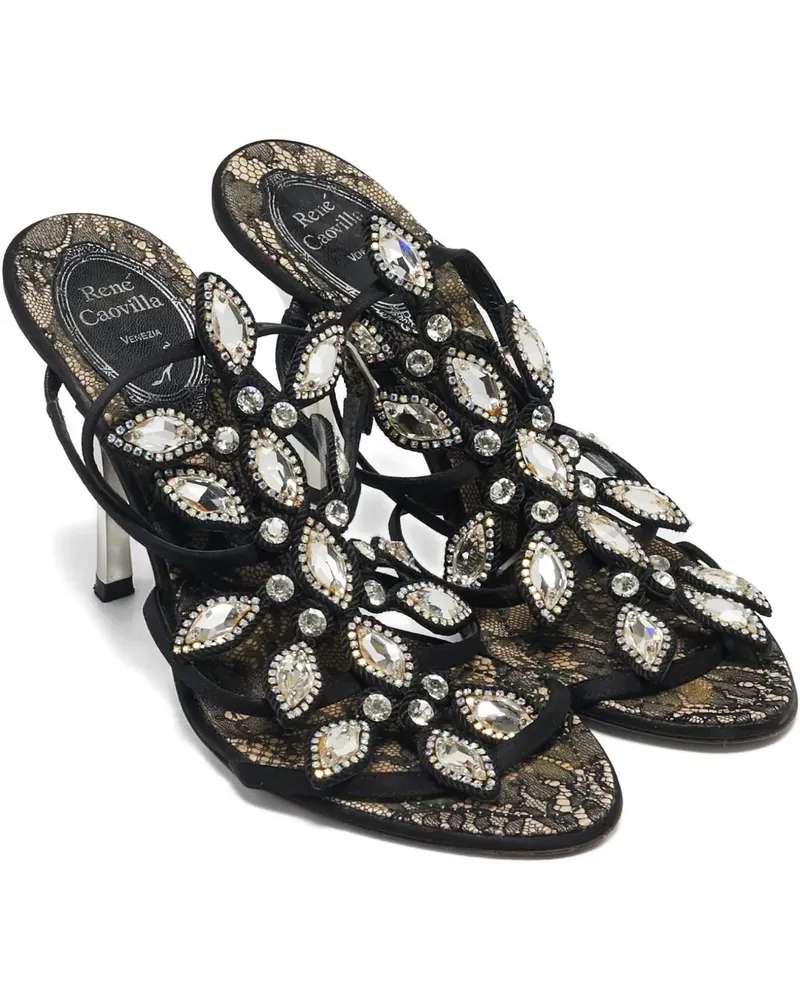 René Caovilla Sandalen mit Kristallen 100mm - Schwarz Schwarz