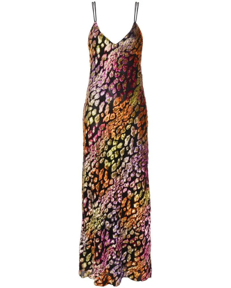 forte_forte Maxikleid mit Leopardenmuster - Schwarz Schwarz