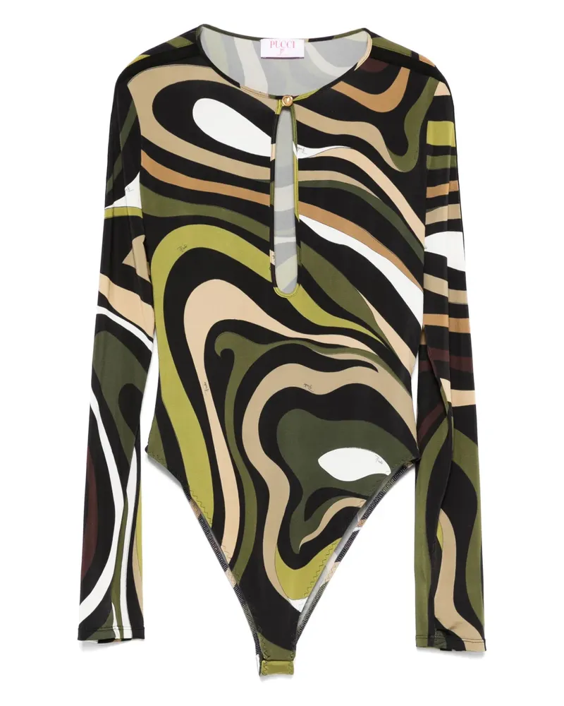 Emilio Pucci Body mit Wirbel-Print - Schwarz Schwarz
