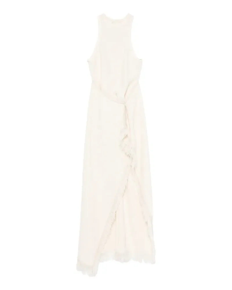 Nanushka Rayen frayed draped midi dress - Nude Nude