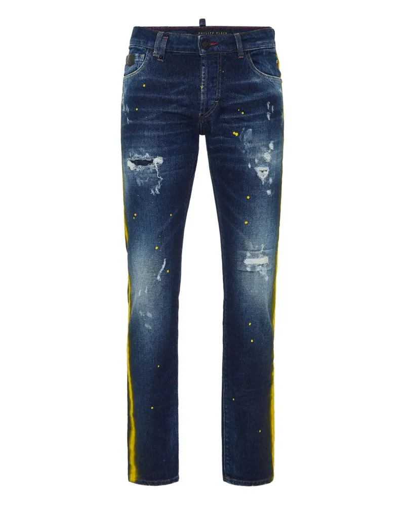 Philipp Plein Jeans mit Farbklecks-Streifen - Blau Blau