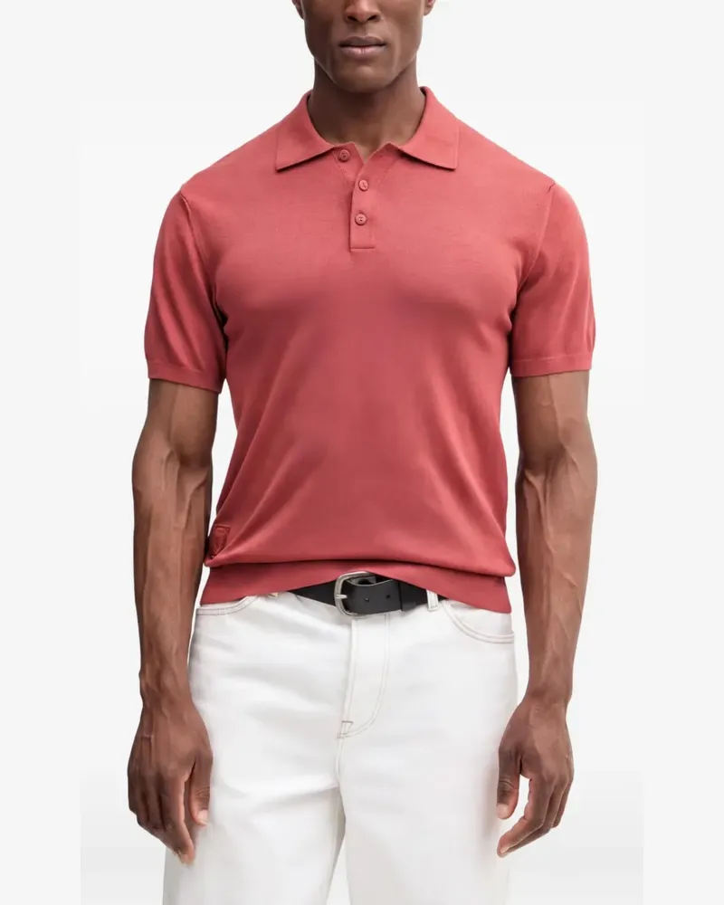 Blauer Poloshirt mit Knopfleiste - Rot Rot