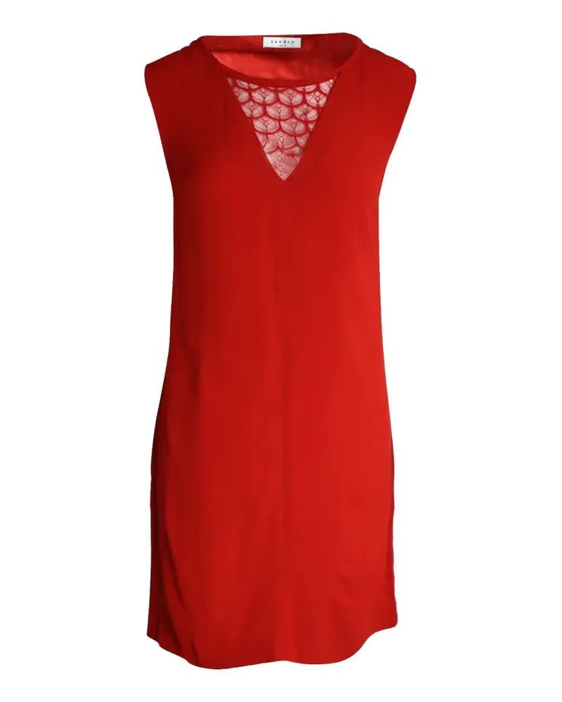 Sandro Spitzenkleid mit V-Ausschnitt - Rot Rot