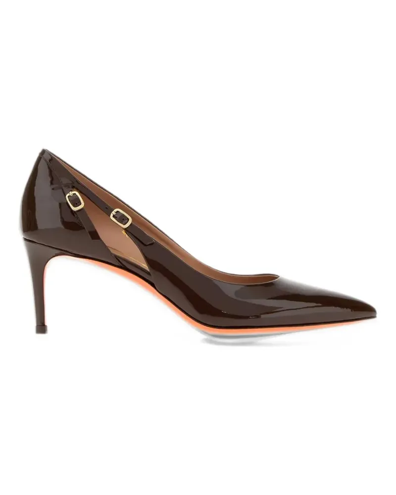 Santoni Pumps in Lackoptik mit Cut-Out - Braun Braun