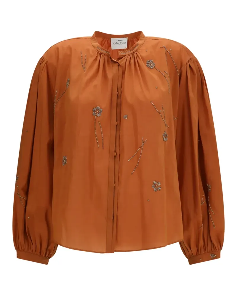 forte_forte bead-embroidered voile shirt - Orange Orange
