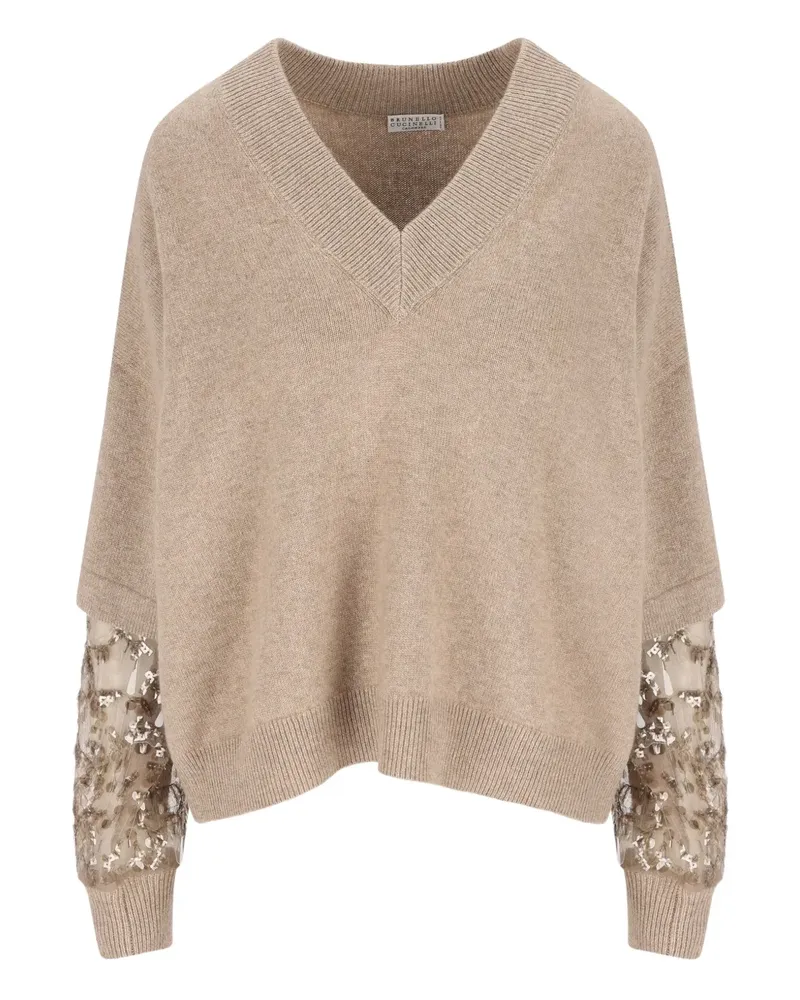 Brunello Cucinelli Pullover mit Paillettenstickerei - Nude Nude