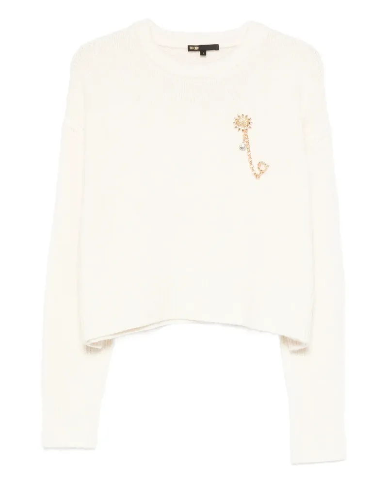 Maje Gerippter Pullover mit Applikation - Nude Nude