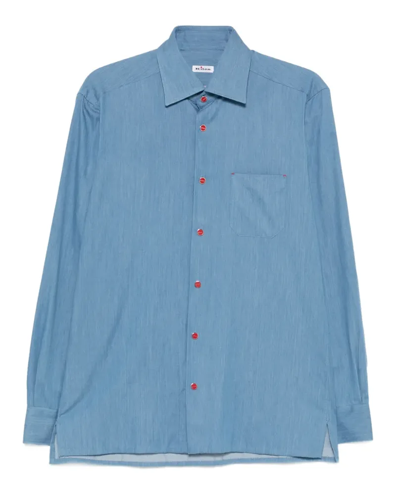 Kiton Hemd mit Tasche - Blau Blau