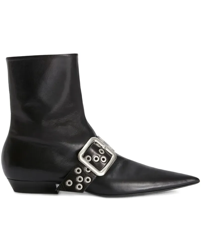 Jil Sander Knöchelhohe Lederstiefel - Schwarz Schwarz
