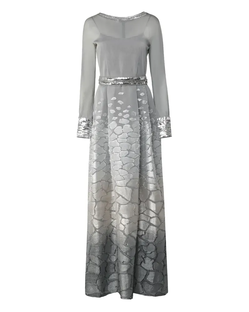 Alberta Ferretti embellished-belt maxi dress - Grau Grau