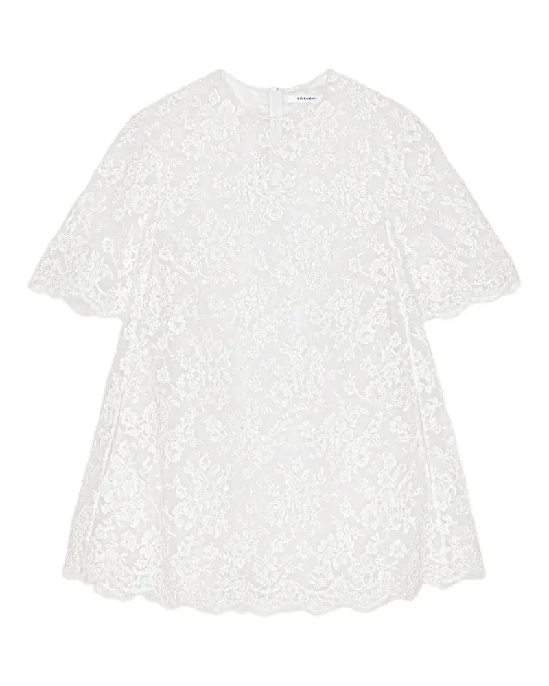 Givenchy Minikleid aus Blumenspitze mit Cape - Weiß Weiß